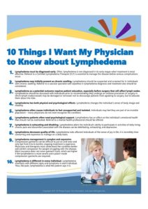 10 things I want my physician to know about Lymphedema - a list