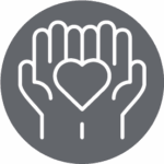 two hands holding a heart icon